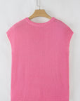 Solid Short Sleeve Side Slit Sweater Tee