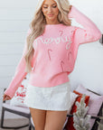 Ava Cane Puffy Knit Sweater