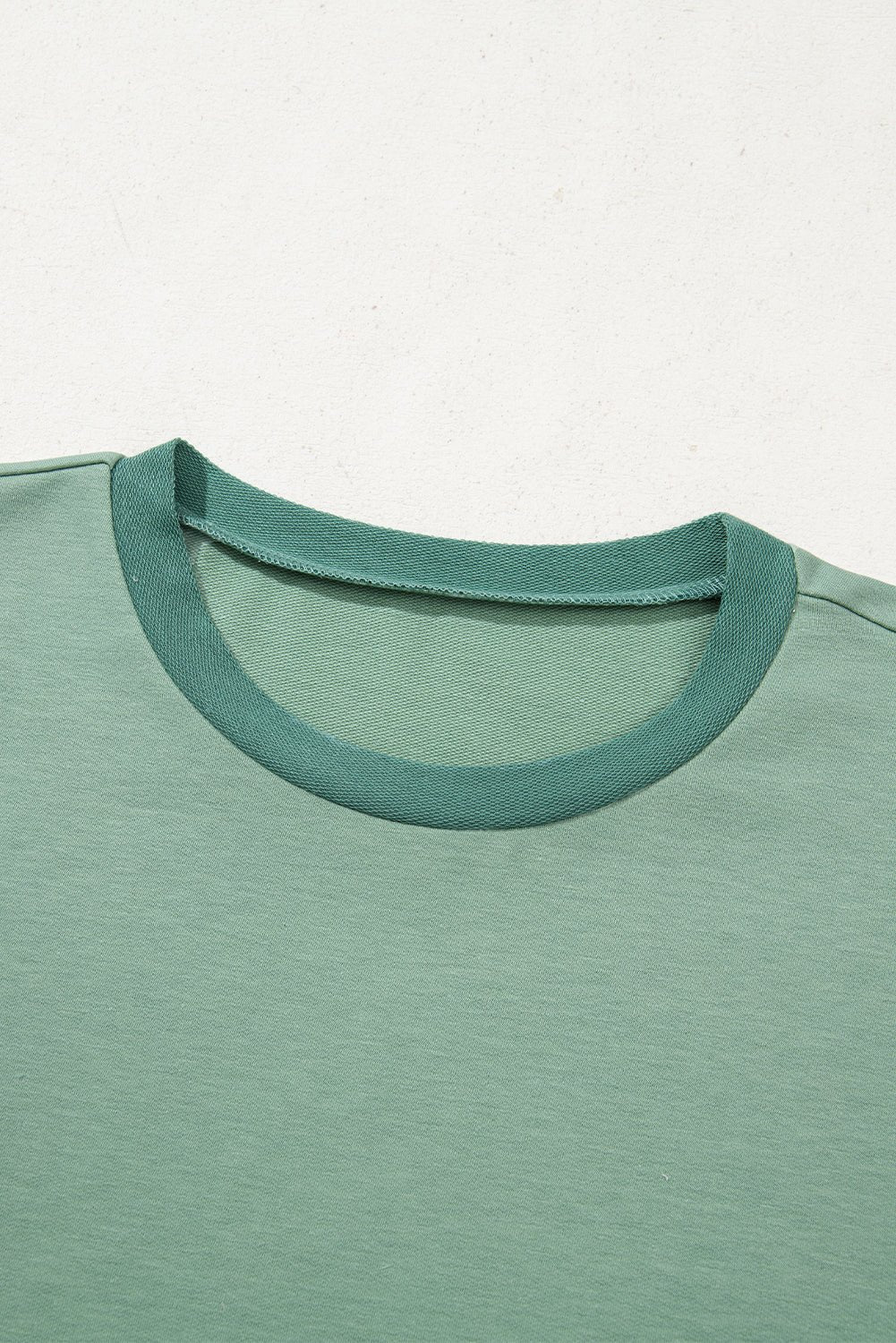 Colorblock 3/4 Sleeve Raw Seam High-Low Top