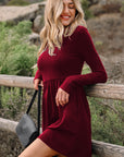 Ribbed Knit Patchwork Long Sleeve Dress