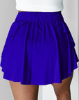 Solid Drawstring Elastic Waist Lined Tennis Skort