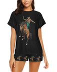 Rodeo Cowboy Womens Western Top and Short Pajama Set