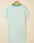Stripe Ruffle Sleeve Crewneck T-Shirt Mini Dress