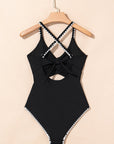 Colorblock Ric-Rac Trim Cutout Swimsuit