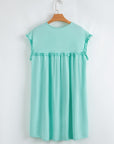 Solid Frilled Trim Short Sleeve Mini Dress