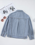 Stripe Denim Chest Pocket Oversize Jacket