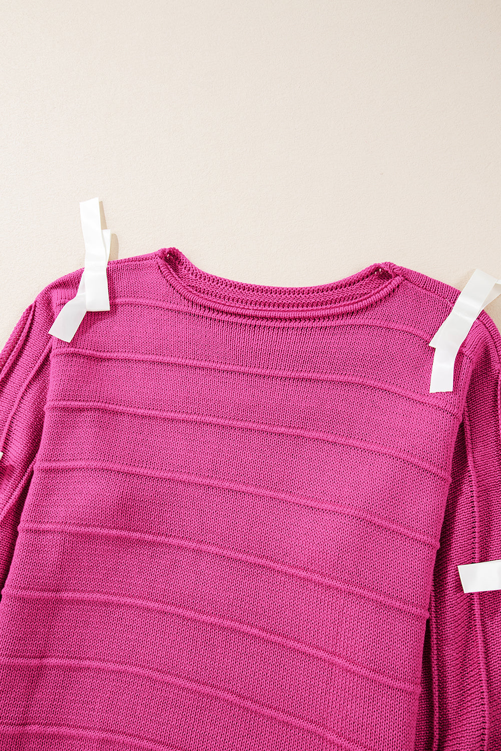 Bow Cut-Out Round Neck Sweater
