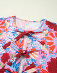Floral Tied Front High Waist Short Sleeve Dress