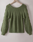 Lia Hollow-out Puffy Sleeve Knit Sweater