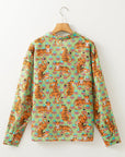Tiger Floral Collared V-Neck Shirt