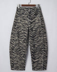 Zebra Stripe Denim Wide Barrel Leg Jeans