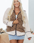 Leopard Star Patchwork Open Front Hooded Jacket
