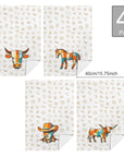 Set of 4 Minimalistic Cowboy Western Cattle Brands Kitchen Towels Made in America