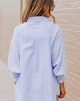 Striped Casual Shirred Cuffs Shirt