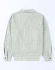 Solid Corduroy Raw Hem Cropped Jacket