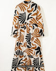 Plus Size Boho Abstract Long Sleeve Maxi Dress