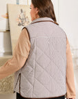 Plus Size Stripe Quilted Snap Button Vest