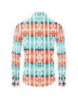 Turquoise Orange Aztec Unisex Western Button UP Shirt