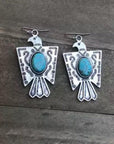 Thunderbird Turquoise Dangle Silver Fashion Earrings WA131