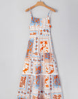 Floral Ricrac Trim Spaghetti Strap Maxi Dress
