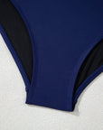 Abstract Frilled Trim Spaghetti Straps Tankini Set
