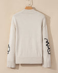 Floral Stitch Mock Neck Sweater
