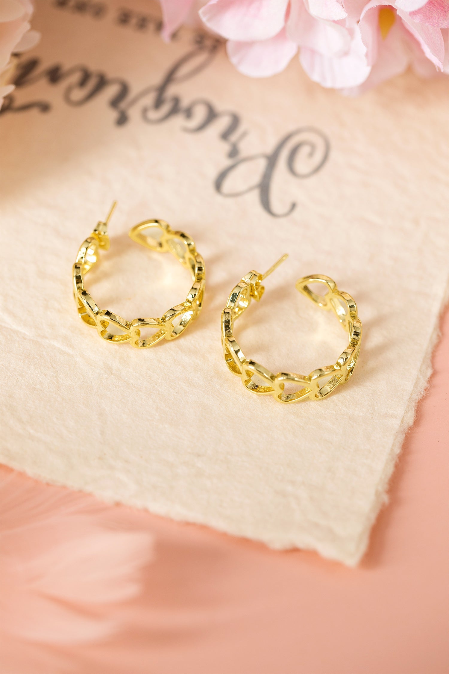 Lavender Link Hoop Stud Earrings