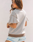 Alexia Striped Ruffle Short Sleeve Top