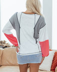 Colorblock Textured Knit Patchwork Top