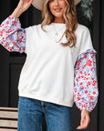 Isabel Floral Ruffled Balloon Sleeve Loose Blouse