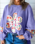 Floral Patchwork Long Sleeve Sweatshirt