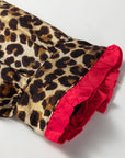 Leopard Contrast Ruffle Trim Buttoned V-Neck Shirt