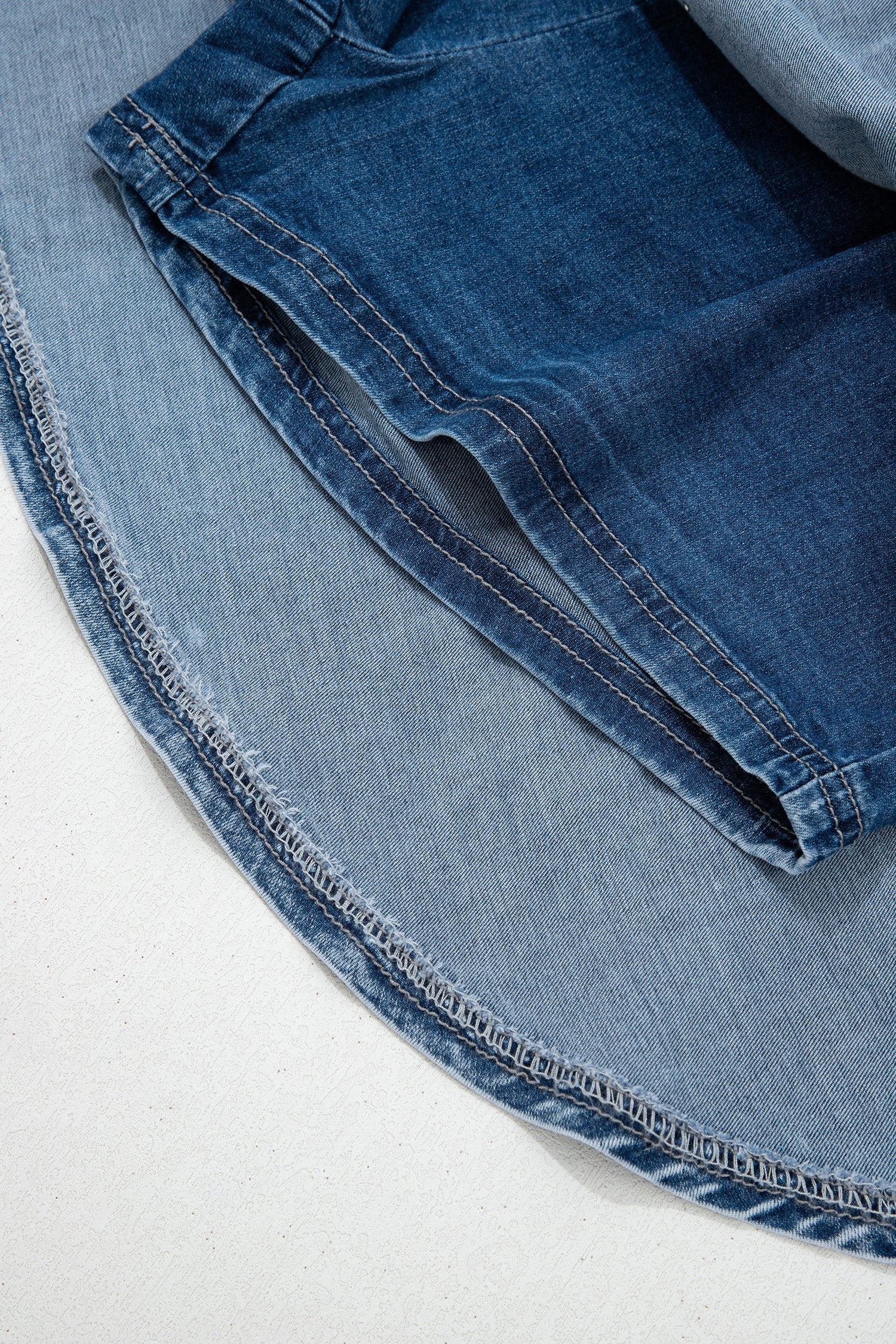 Denim Pearl Embellish Elastic Waist Mini Skort