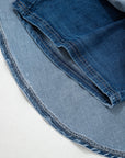 Denim Pearl Embellish Elastic Waist Mini Skort