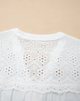 Flower Eyelet Embroidered Patchwork Sheer Shirt