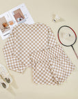 Emily Checkered Long Sleeve High Waist Skort 2pcs Set
