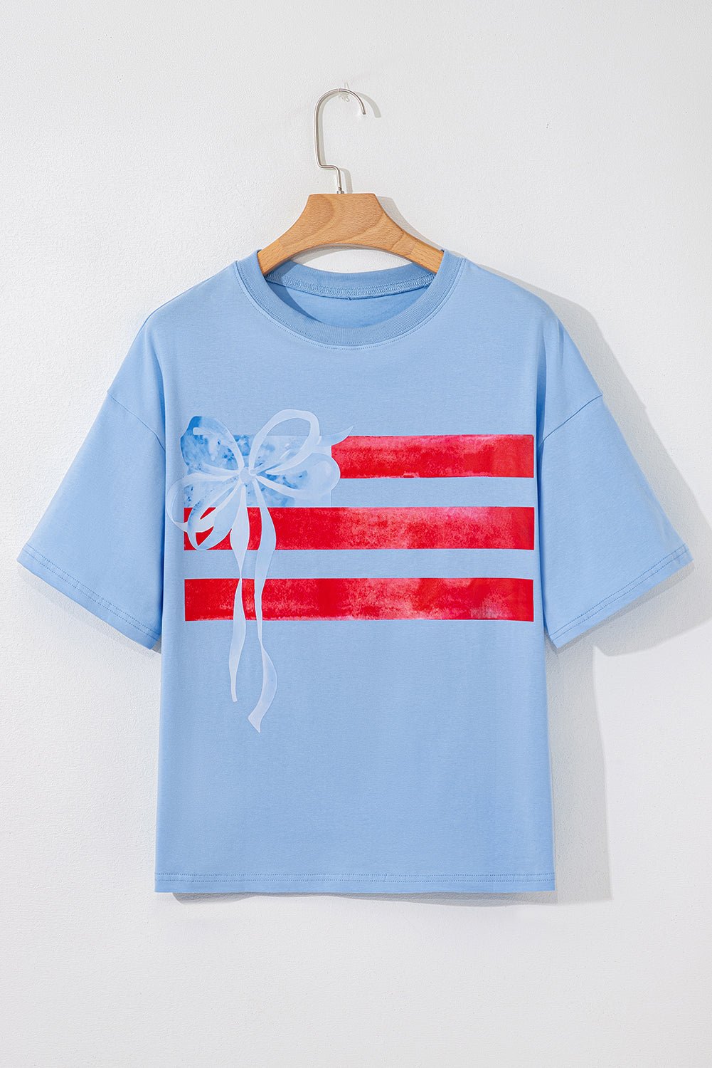 USA Flag Bow Crewneck Graphic Tee