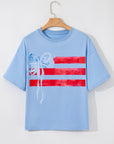 USA Flag Bow Crewneck Graphic Tee