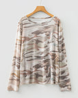 Plus Size Western Camo Mesh Long Sleeve Top