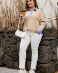Evelynn Waffle Knit Collared PLUS Top