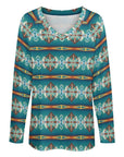 Baha Ranch Teal Aztec Long Sleeve Top