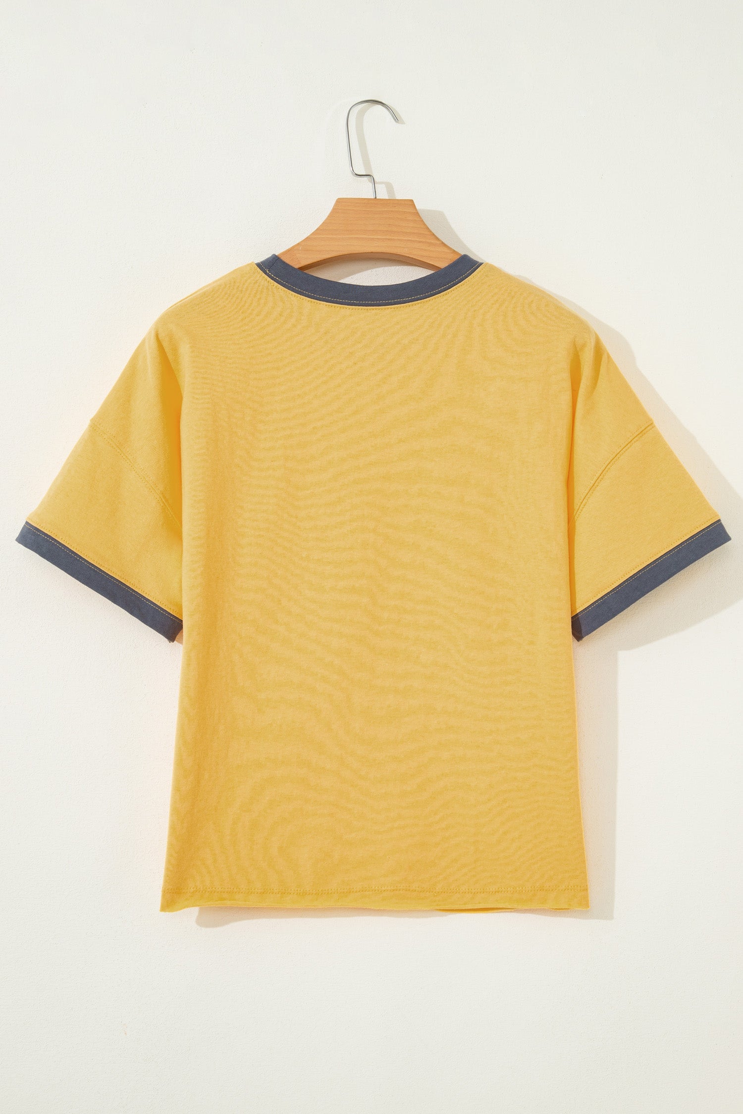 Contrast Trim Raw Hem Short Sleeve Top