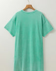 Flower Patchwork Mineral Wash Mini T-Shirt Dress