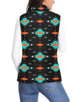 Baha Ranch Turquoise Orange Aztec Women's Western Puffy Vest