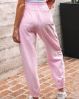 Solid Drawstring Elastic Waist Jogger Pants