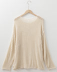 Plus Size Star Hollow-Out Knit Crewneck Sweater