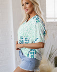 Azalea Print Short Sleeve Blouse