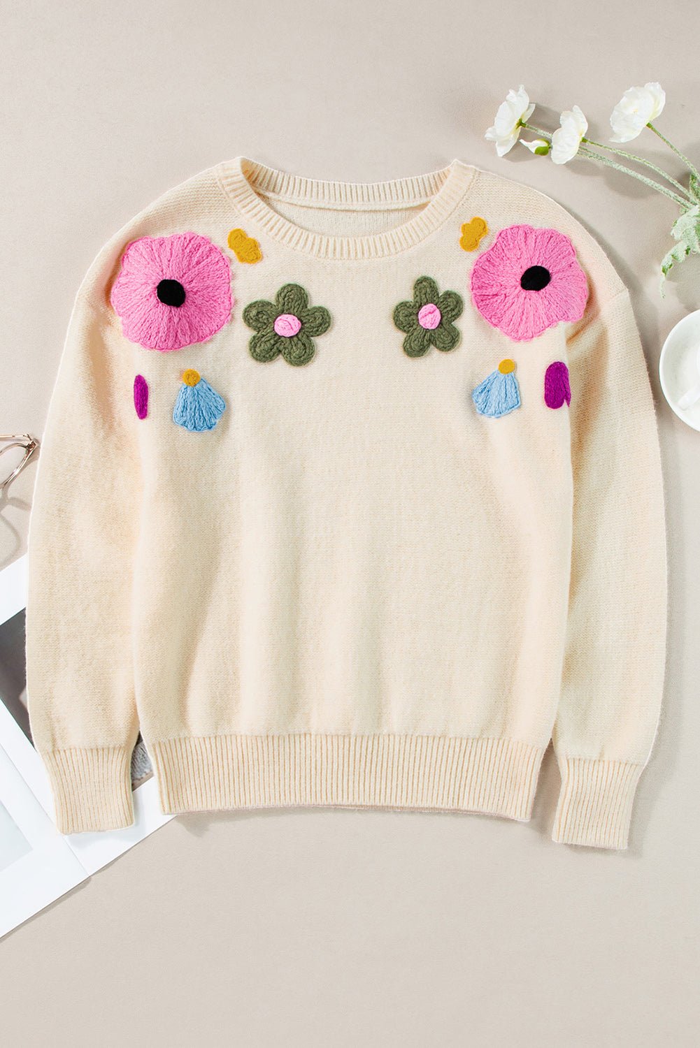 Tiana Pattern Ribbed Edge Sweater