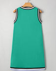 Solid Contrast Trim V-Neck Sleeveless Mini Dress