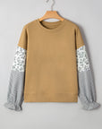 Beazita Patchwork Ruffled Sleeve Sweatshirt